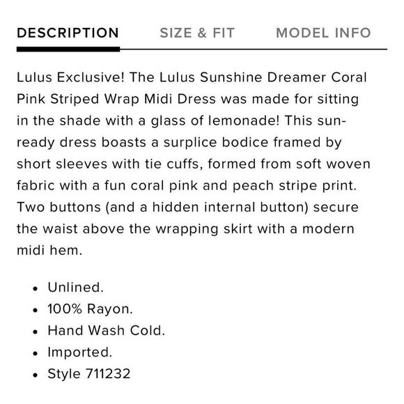 Lulus Sunshine Dreamer Coral Striped Wrap Midi Dress Size M NWT - Picture 11 of 11